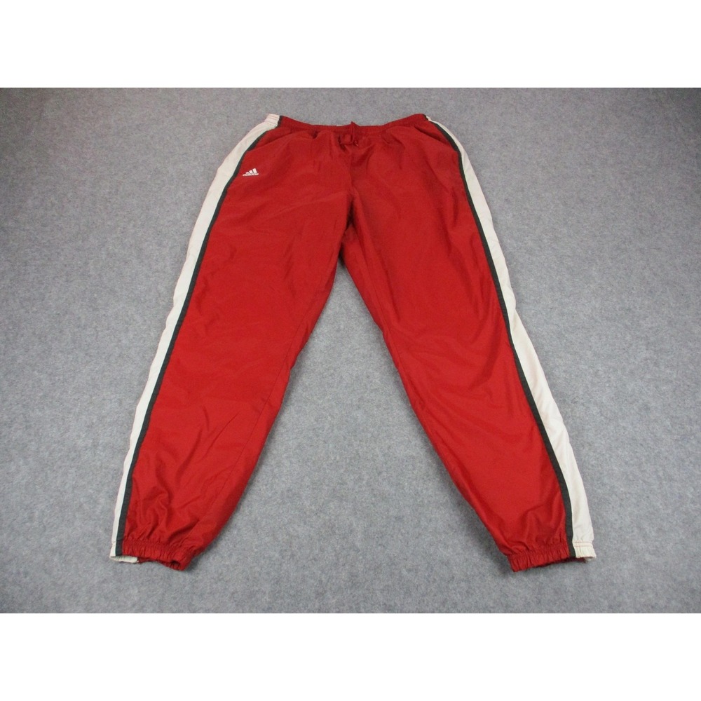 VINTAGE Adidas Pants Mens 3XL XXXL Red White Adidas Team Mesh Track Pockets